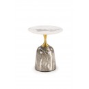 Стол журнальный HALMAR ROSA белый мрамор/серый мрамор/золотой